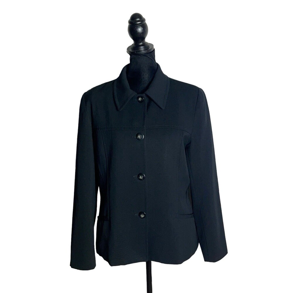 Gianni Sport Women’s Black Button Wool Blazer Coat Suit Jacket Size 12